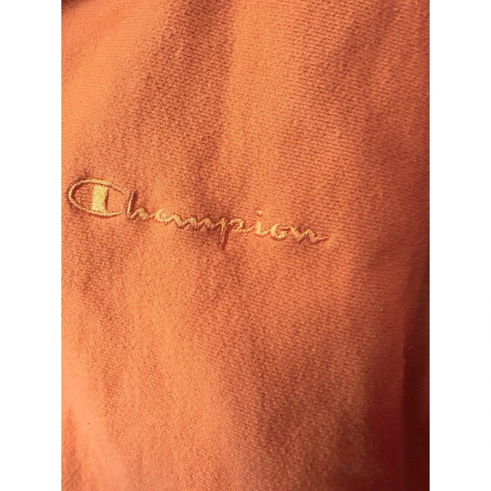 Champion Reverse Weave M Orange Full Zip Hoodie Sweatshirt Heavyweight